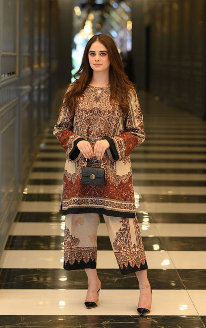 Digital printed Brown  co-ord